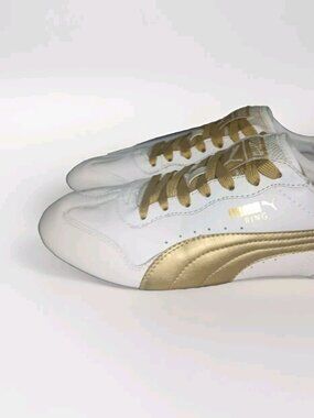 Puma Roma 1985 Ring Trainers White & Gold Shoes Unisex Mens 7.5/ Women Size 8.5